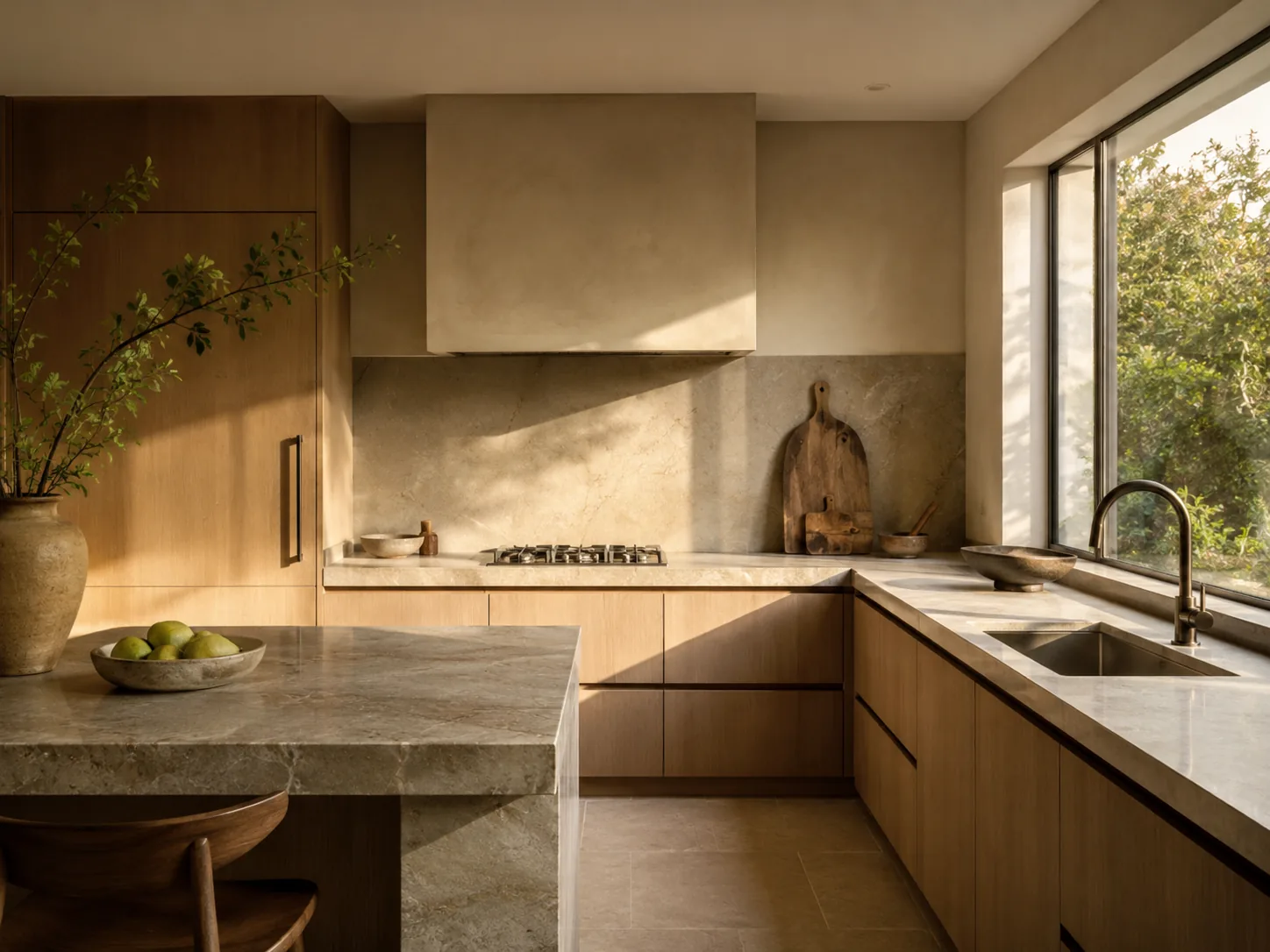 Sunlit residential kitchen and dining area